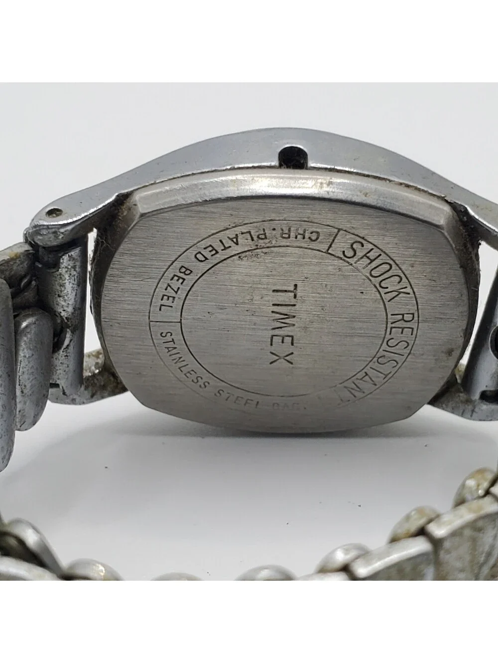 Vintage Timex Shock Resistant Watch Women Silver Tone For Parts Or Repair